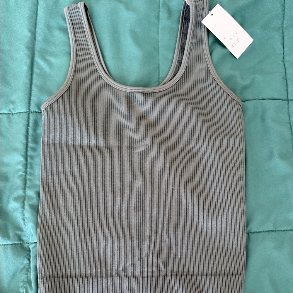a new day dark green/charcoal ribbed tank top